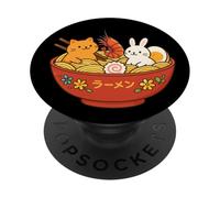 Kawaii Ramen Wave Lapins & Crevettes Nouilles Japonaises Art PopSockets PopGrip Adhésif