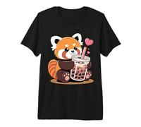 Kawaii Red Panda Boba Bubble Tea Kawaii Esthétique T-Shirt Haut de Gamme