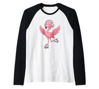 Kawaii Roller Skating Flamingo Musique Casque Cool Manche Raglan