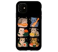 Kawaii Scottish Fold Sushi Cat Set de nourriture Chibi Coque pour iPhone 11