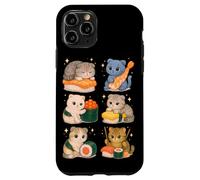 Kawaii Scottish Fold Sushi Cat Set de nourriture Chibi Coque pour iPhone 11 Pro