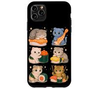 Kawaii Scottish Fold Sushi Cat Set de nourriture Chibi Coque pour iPhone 11 Pro Max