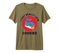 Kawaii Shark Lover J'aime Vraiment Les Amateurs de Biscuits T-Shirt Haut de Gamme