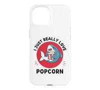 Kawaii Shark Lover J'aime Vraiment Les Amateurs de Pop-Corn Coque pour iPhone 15