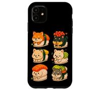 Kawaii Shiba Inu Sushi Roll Set de rouleaux de sushi dans un style amusant Chibi Coque pour iPhone 11