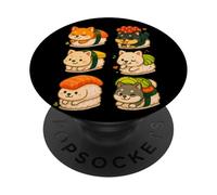 Kawaii Shiba Inu Sushi Roll Set de rouleaux de sushi dans un style amusant Chibi PopSockets PopGrip Adhésif