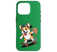 Kawaii Skateboarding Chien Corgi avec Pizza Coque pour iPhone 16 Pro