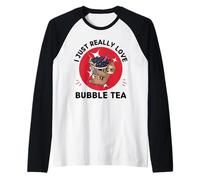 Kawaii Sloth I Just Really Love Cute Bubble Tea Lover Manche Raglan