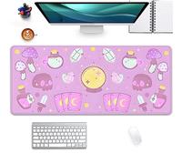 Kawaii - Sous-main pour bureau avec éléments sorciers mignons, grand tapis de souris pour ordinateur portable, ordinateur portable, tapis de souris pour fille et femme, décoration de bureau (70 x 29