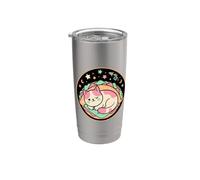 Kawaii Space Chat sieste dans un rêve de coquille de taco Gobelet isotherme en acier inoxydable double paroi