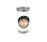 Kawaii Space Chat sieste dans un rêve de coquille de taco Gobelet isotherme en acier inoxydable double paroi