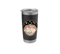 Kawaii Space Chat sieste dans un rêve de coquille de taco Gobelet isotherme en acier inoxydable double paroi