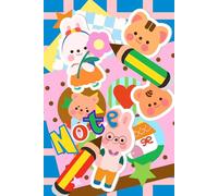 Kawaii Sticker bunny & bear pattern Note Book:: -Cute Bunny & Bear Journal for Kids : Bright and Cheerful, 6” x 9”