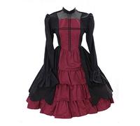 Kawaii-Story JL-655 Robe de vampire gothique lolita à manches longues Noir Rouge Taille XXL