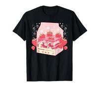 Kawaii Strawberry Milk Carton Kanagawa Wave Lofi Aesthetic T-Shirt