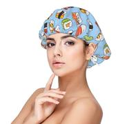 Kawaii Sushi K Bonnet en satin de soie pour femme endormie, double couche réglable en satin, bonnet de nuit pour cheveux bouclés