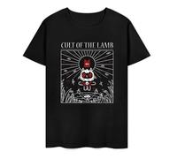Kawaii-T-Shirts-Men-Cult-of-The-Lamb-Goat-Hipster-Cotton-Tee-Shirt-Round-Collar-Short Black L