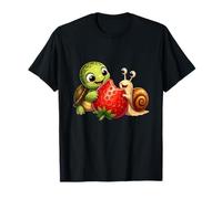 Kawaii Tortue Et Escargot Partage Fraise T-Shirt