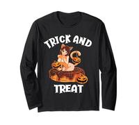 Kawaii Trick and Treat Sexy Ginger Cat Anime Girl Halloween Manche Longue