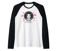 Kawaii Vinyl Record Drinking Bubble Tea Manche Raglan
