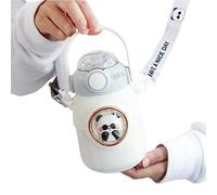 Kawaii Water Bottle, Cute Kawaii Bear Water Bottle With Straw And Shoulder Strap, Cute Water Bottles Aesthetic, Kawaii Water Bottle With Strap And Straw, Leak Proof Easy Clean