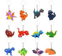 Kawailay 12 pièces dinosaure porte-clés dinosaure porte-clés en silicone dinosaure partie garçon fille anniversaire favori fournitures