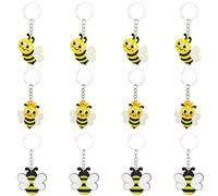 Kawailay 12 pièces Porte-clés abeille Miel Porte-clés abeille Mignon Porte-clés bourdon Fournitures de fête sur le thème de l'abeille pour la douche de bébé Garçons Filles Fête d'anniversaire