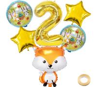 Kawailay 2 ans Ballons baudruche anniversaire renard Ballons baudruche pour décoration 2ème anniversaire Grand ballon baudruche pour renard Ballon numéro 2 pour fête d'anniversaire garçons et filles
