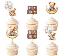Kawailay 24 pièces couvercle pour Cupcake ours Cupcakes sur le thème de l'ourson pour bébé douche garçon fille fête d'anniversaire choose Bear cake top decor - style 2