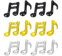 Kawailay 24pcs Autocollants Musique Polyester Film Ballons - Thème Musique Fête d'Anniversaire Bal Mariage Graduation Baby Shower Party Decor - Or Noir Argent