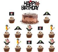 Kawailay 25 tops à gâteau sur le thème des pirates Gâteau décoration pirate joyeux anniversaire gâteau tops voile nautique cupcakes dessert tops garçons enfants Décoration pour fête d'anniversaire