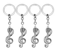 Kawailay 4 pièces Porte-clés notes de musique Porte-clés en métal symbole musical Porte-clés thème musical Porte-clés de fête pour hommes femmes