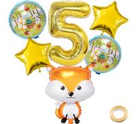 Kawailay 5 ans Ballons baudruche anniversaire renard Ballons baudruche pour décoration 5ème anniversaire Grand ballon baudruche pour renard Ballon numéro 5 pour fête d'anniversaire garçons et filles