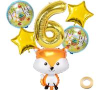 Kawailay 6 ans Ballons baudruche anniversaire renard Ballons baudruche pour décoration 6ème anniversaire Grand ballon baudruche pour renard Ballon numéro 6 pour fête d'anniversaire garçons et filles