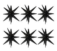 Kawailay 6 ballons à Foil étoilés explosifs 12 points starburst conique ballon grand ballon à pointes pour danse mariage anniversaire graduation Douche bébé Décoration de fête d'anniversaire - Noir