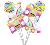Kawailay 6 pièces arc-en-ciel Roller boom Box ballons 80s 90s Vintage Party ballons Hip Hop Disco fanatique thème Foil ballons anniversaire de bal anniversaire de mariage graduation ballon rond