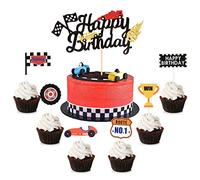 Kawailay auto cake tops Haut de gâteau de course flash Gâteau Selected joyeux anniversaire logo gâteau décoration carré drapeau gâteau dessert muffin enfants garçon fille fête d'anniversaire