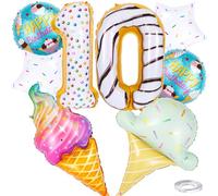 Kawailay Ballons baudruche pour 10ème anniversaire Ballon glace pour décoration 10ème anniversaire Ballon géant à crème glacée numéro 10 Ballon à l'hélium pour fête d'anniversaire fille