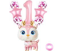 Kawailay Ballons baudruche pour 1er anniversaire cerf Ballons baudruche pour décoration 1er anniversaire Ballon baudruche feuille rose pour fête d'anniversaire filles
