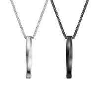 Kawailay Lot de 2 colliers torsadés en forme de cube torsadé - Collier de bar - Vintage - Rock Punk Hip Hop - Collier Rappeur Biker - Collier cool pour homme - Argent et noir
