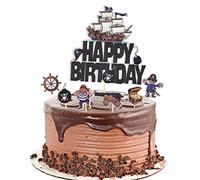 Kawailay pirate thème gâteaux topper gâteaux bateau pirate cupcakes topper voile voile gâteau d'anniversaire decor treasure chest cake desserts muffins pour enfants topper Fête d'anniversaire garçon