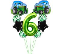 Kawailay Tracteur 6 Ans Anniversaire Fête Ballons Jumbo Agricole Thème Foil Vert pour Bébé Douche Fête d'Anniversaire pour les Enfants
