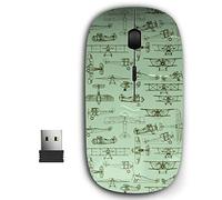 KAWAMOUSE 2.4G Souris ergonomique portable USB sans fil pour PC, ordinateur portable, ordinateur portable, ordinateur portable avec nano récepteur (vieux avions rétro)