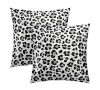 Kawani Lot de 2 housses de coussin carrées en coton à imprimé léopard blanc et gris, 55,9 x 55,9 cm, motif guépard des neiges pour décoration d'intérieur