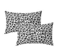 Kawani Lot de 2 housses de coussin lombaire carrées en coton à imprimé léopard blanc et gris, 30,5 x 50,8 cm, motif guépard des neiges pour maison, canapé, lit, chaise, décoration BZ