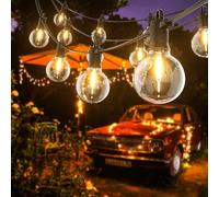 Kawaya Guirlande Lumineuse Extérieure 8m Guirlande Guinguette Étanche LED avec 12+1 G40 Imperméable Ampoules Lumières Incassable pour Jardin Exterieur Fête Terrasse Mariage Blanc Chaud