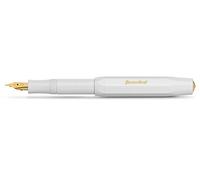 Kaweco Kaweco Sport Stylo plume classique avec plume en acier plaqué or 23 carats et pointe en iridium pour cartouches d'encre Noir Largeur de plume moyenne 13,5 cm Blanc