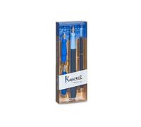 Kaweco Perkeo Lot de stylo-plume de calligraphie Bleu I Premium comprenant 3 cartouches d'encre noire perle I Stylo plume de calligraphie 15,5 cm Plume I : 1,1 mm, 1,5 mm, 1,9 mm