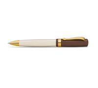 Kaweco STUDENT Stylo à bille rotatif style années 20 - Jazz - En acrylique de qualité supérieure - Marron et crème - Avec boîte cadeau en métal - 13 cm