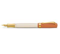 Kaweco Stylo-plume Student Soul des années 70 I Stylo plume premium pour cartouches d'encre I Stylo plume nostalgique en orange et crème avec décorations en or chaud I Largeur de la plume : F